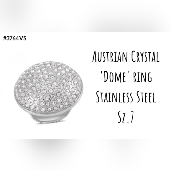 Crystal dome ring in stainless steel, Sz.7 - Picture 1 of 3